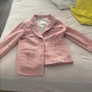 Elegant Pink Tweed Women's Blazer